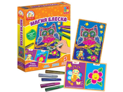 Набір для творчості Гліттерні розмальовки Сова VT4801-12