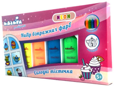 Набір вітражних фарб Солодкі пиріженки NEON 98507