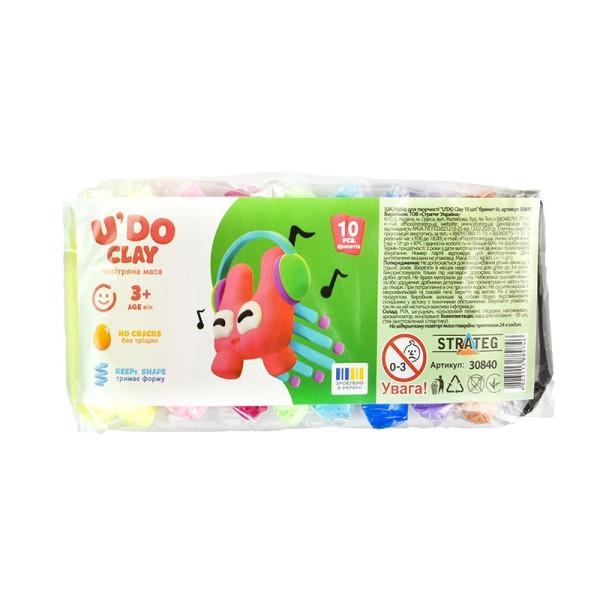 Повітряний пластилін Strateg UDO Clay 10 шт. брикет 6 г. 30840