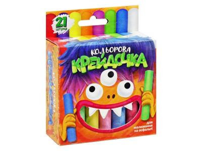 Крейда DankoToys кольорова серії Крейдочка малі 21 колір КRD-03-01U Крейда DankoToys кольорова серії Крейдочка малі 21 колір КRD-03-01U