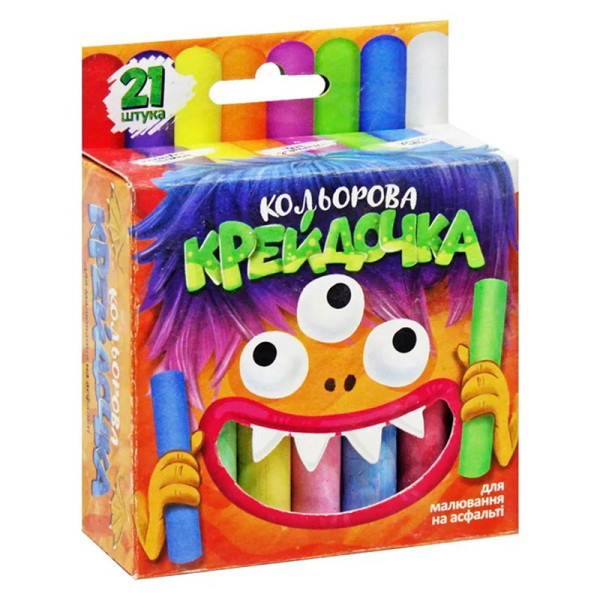 Крейда DankoToys кольорова серії Крейдочка малі 21 колір КRD-03-01U Крейда DankoToys кольорова серії Крейдочка малі 21 колір КRD-03-01U