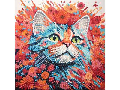Алмазна картина Strateg Яскравий кіт 18х18 см ZAV1818-22 Алмазна картина Strateg Яскравий кіт 18х18 см ZAV1818-22