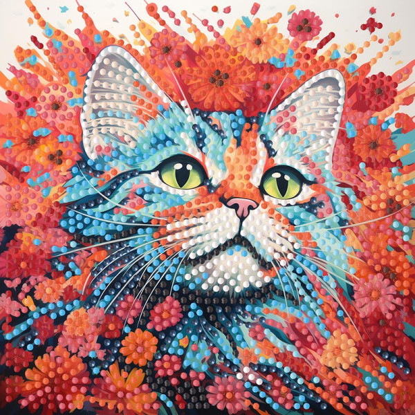 Алмазна картина Strateg Яскравий кіт 18х18 см ZAV1818-22 Алмазна картина Strateg Яскравий кіт 18х18 см ZAV1818-22