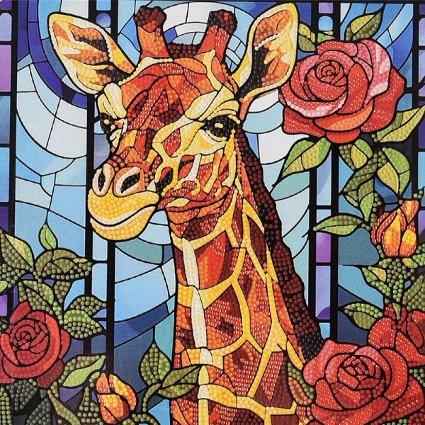 Алмазна картина Strateg Жирафова казка 30х30 см DEEX16306