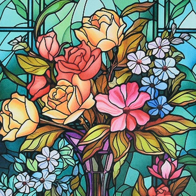 Алмазна картина Strateg Барви вітражу 30х30 см DEEX16285 Алмазна картина Strateg Барви вітражу 30х30 см DEEX16285