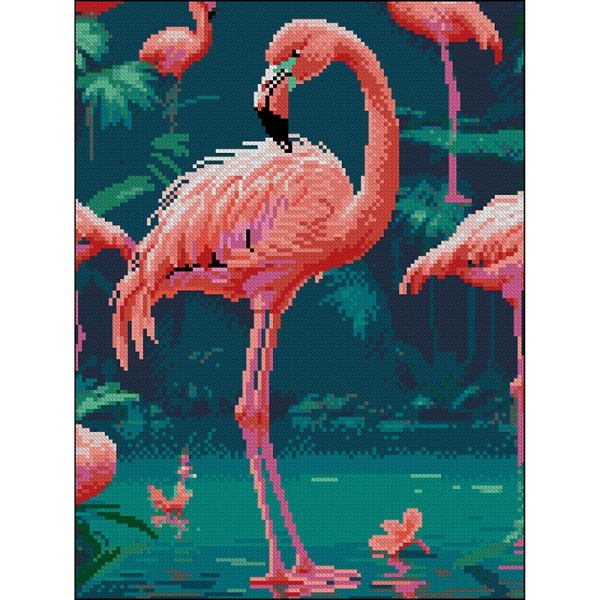 Алмазна картина Strateg Рожевий фламінго 30x40 см FZ3040-11