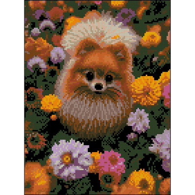 Алмазна картина Strateg Шпіц у квітах 30x40 см ZAV3040-61