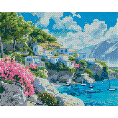 Алмазна картина Strateg Узбережжя Греції 40x50 см ZAV4050-49