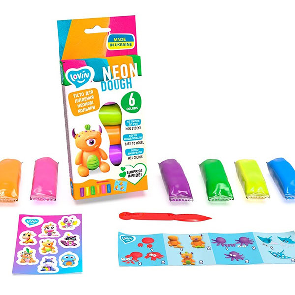 Набір для ліплення з тістом 6 кольорів Neon Assorted TM Lovin 41197