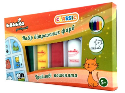 Набір вітражних фарб Веселі кішечки CLASSIC 98501