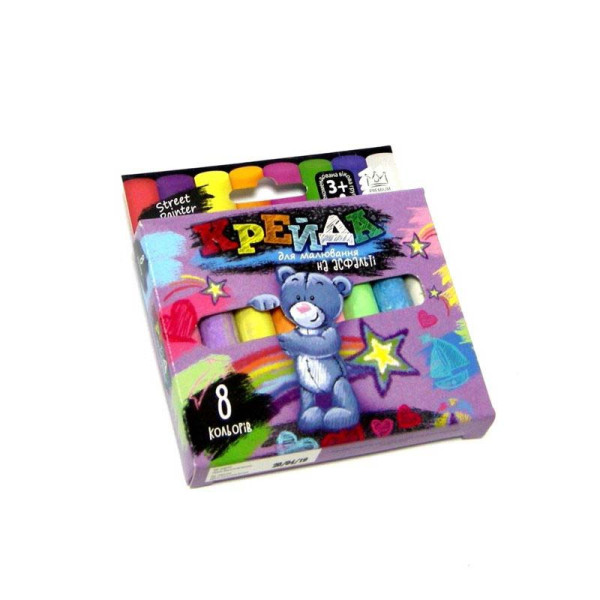 Крейда DankoToys для малювання на асфальті тонка 8 штук MEL-02-02U Крейда DankoToys для малювання на асфальті тонка 8 штук MEL-02-02U