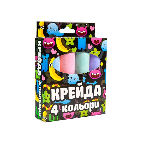 Крейда Strateg Велика кругла - 4 штуки різнокольорова 50115 Крейда Strateg Велика кругла - 4 штуки різнокольорова 50115