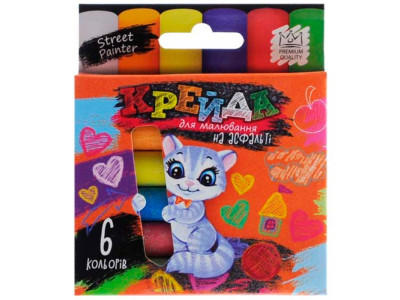 Крейда DankoToys для малювання на асфальті тонка 6 штук MEL-02-01U Крейда DankoToys для малювання на асфальті тонка 6 штук MEL-02-01U