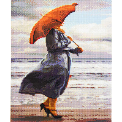 Алмазна картина "Леді з червоною парасолькою", 40х50 см FA40640