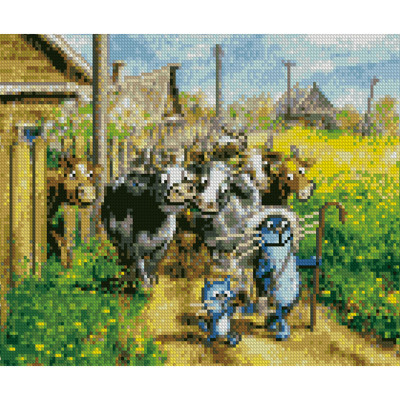 Алмазна картина "Веселі пастушки", 30х40 см HX090