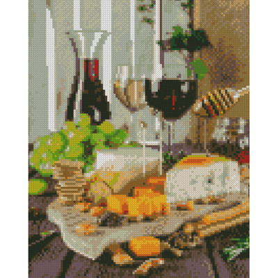 Алмазна картина Вино та сир Strateg 30х40 см HX503