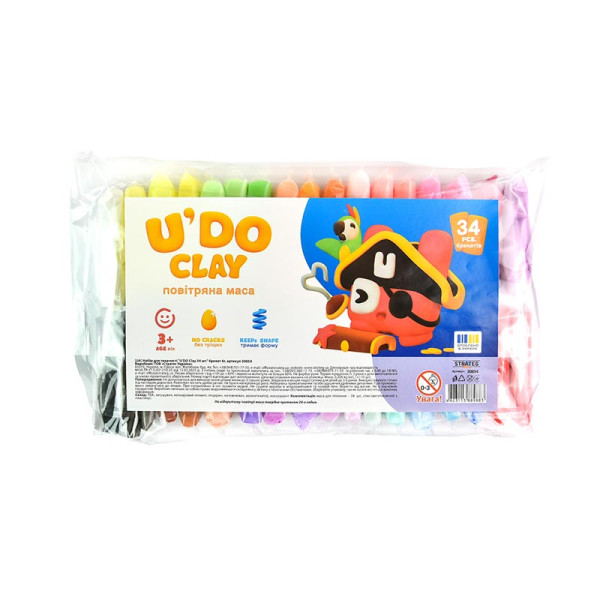 Набір для творчості Strateg "U'DO Clay 34 шт." брикет 6г 30854