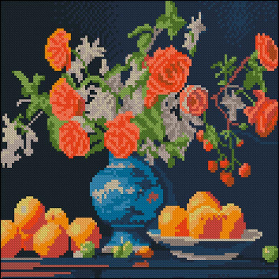 Алмазна картина Strateg Апельсини і квіти 30x30 см FZ3030-14