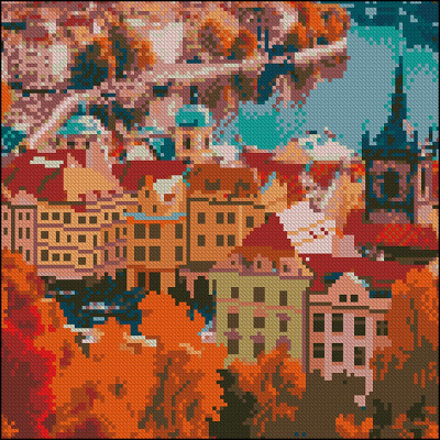 Алмазна картина Strateg Осіннє місто 30x30 см FZ3030-27