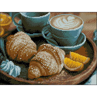 Алмазна картина Strateg Капучино і круасани 30x40 см ZAV3040-58