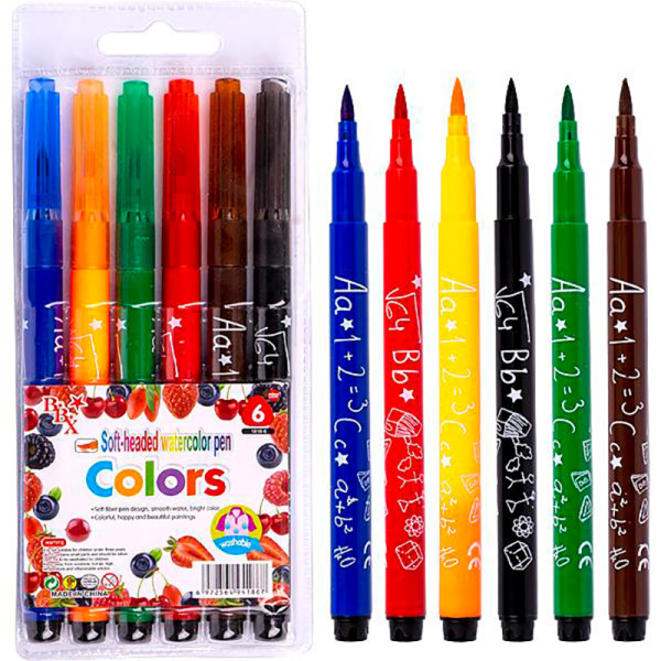 Фломастер-пензлик 6 кольорів "Colors" 106932 Фломастер-пензлик 6 кольорів "Colors" 106932