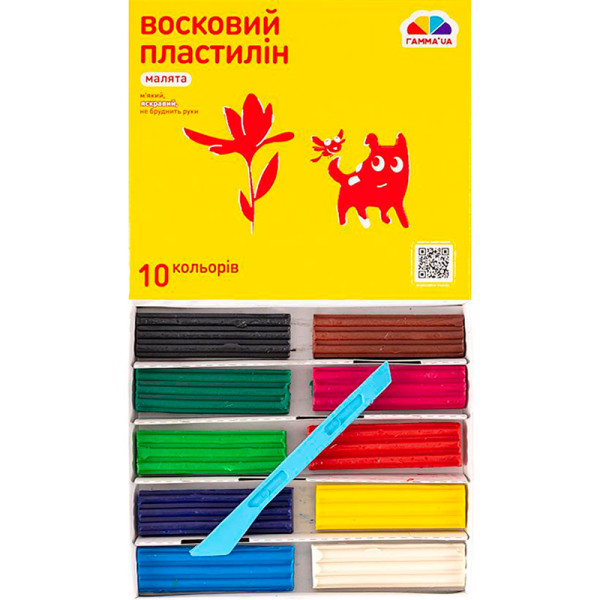 Пластилін восковий "Малята" 10 кольорів 120 г "Гамма" 110476 Пластилін восковий "Малята" 10 кольорів 120 г "Гамма" 110476