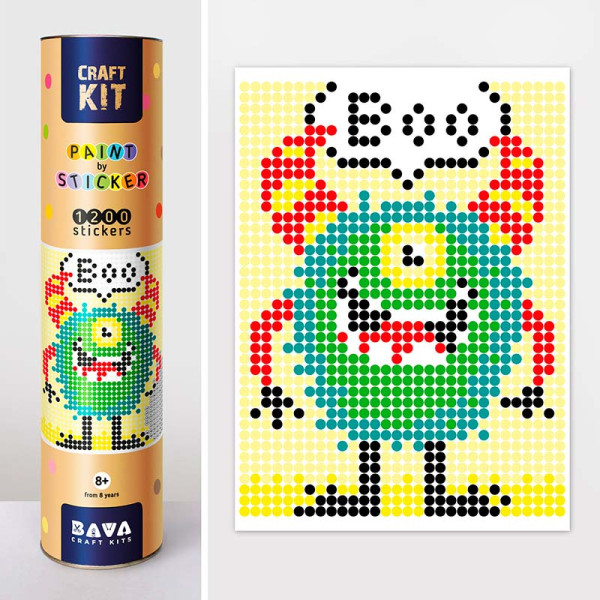 Картина за номерами наклейками Умняшка "Монстрік" 33 на 48см 1200 стікерів 1845