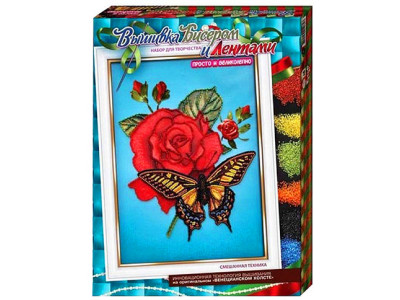Вишивка бісером та стрічками Троянди DankoToys 2705 08