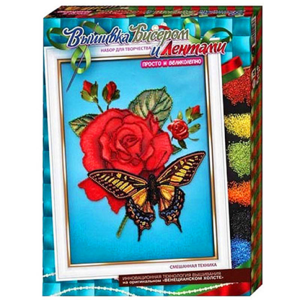 Вишивка бісером та стрічками Троянди DankoToys 2705 08