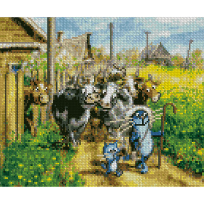 Алмазна картина "Веселі пастушки" 30х40 см HX090
