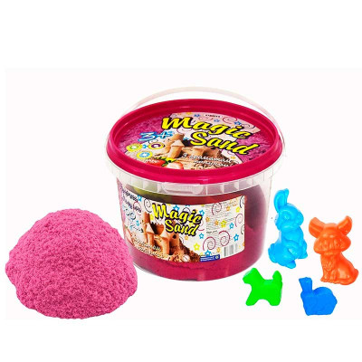 Кінетичний пісок Magic sand рожевого кольору, у відрі 0,500 кг 371-3