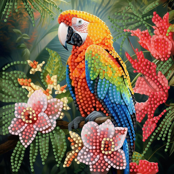 Алмазна картина Strateg Папуга у джунглях 18х18 см ZAV1818-5 Алмазна картина Strateg Папуга у джунглях 18х18 см ZAV1818-5