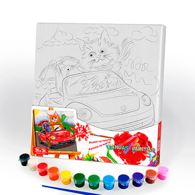 Картина за номерами Danko Toys "Canvas Painting" Кіт в автомобілі 31 на 31 PX-07-10