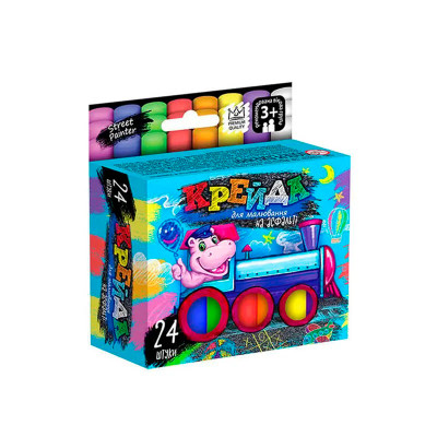 Крейда DankoToys для малювання на асфальті тонка 24 штук MEL-02-05U