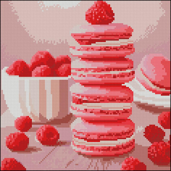 Алмазна картина Strateg Малинові макарони 30x30 см FZ3030-33