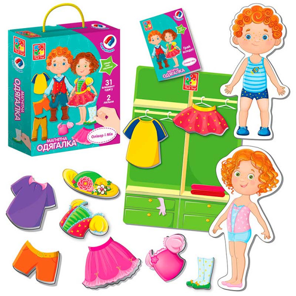 Магнітна вдягальня Vladi Toys Олівер і Мія 31 елемент VT3702-12