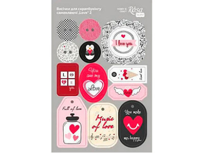 Висічки для скрапбукінгу самоклеючі „Love“ 2 картон 128х20см ROSA TALE 9406088