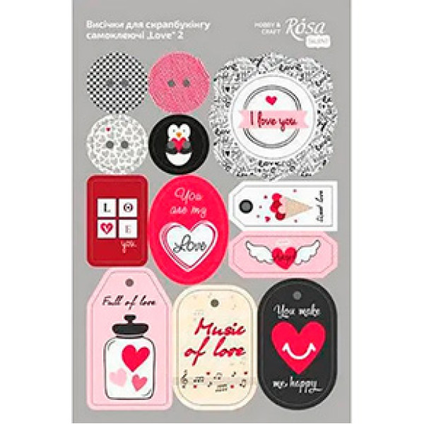 Висічки для скрапбукінгу самоклеючі „Love“ 2 картон 128х20см ROSA TALE 9406088