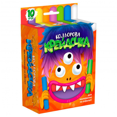 Крейда DankoToys кольорова серії Крейдочка великі 10 кольорів КRD-02-01U
