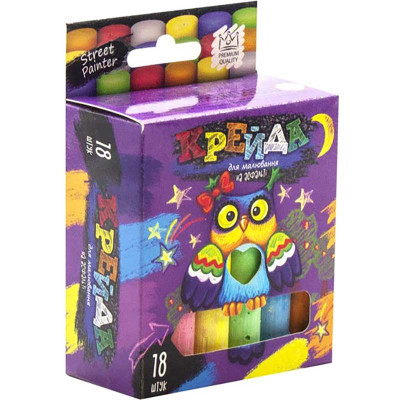 Крейда DankoToys для малювання на асфальті тонка 18 штук MEL-02-04U