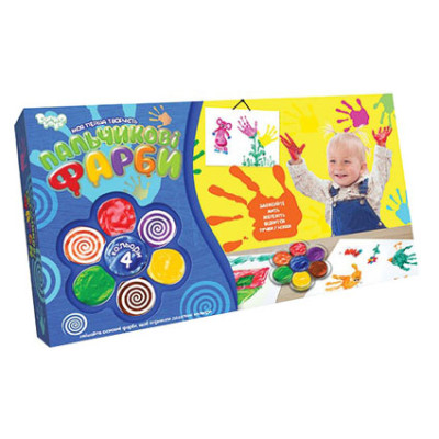 Пальчикові фарби Danko Toys "Моя перша творчість" 4 кольори РК-02-02 Пальчикові фарби Danko Toys "Моя перша творчість" 4 кольори РК-02-02