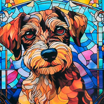 Алмазна картина Strateg Вітражний пес 30x30 см DEEX16282