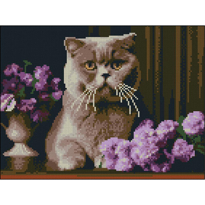 Алмазна картина Strateg Сірий кіт 30x40 см ZAV3040-60