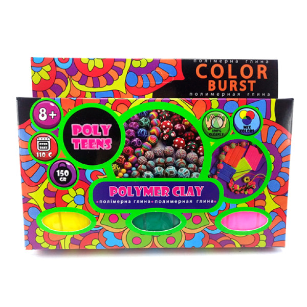 Набір полімерної глини для ліплення Poly Teens Color Burst РТ00004 Набір полімерної глини для ліплення Poly Teens Color Burst РТ00004