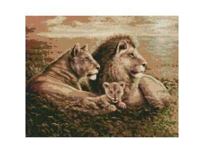 Алмазна мозаїка "Левина сімя" ©Сергій Лобач Ідейка AMO7334 40х50 см AMO7334