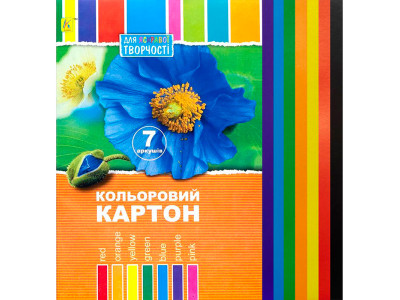 Кольоровий картон А4 7 аркушів "Коленкор" 51066