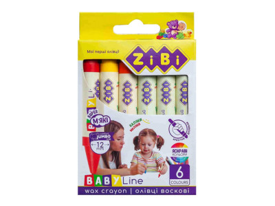 Олівці воскові SUPER JUMBO 6 кольорів круглий корпус BABY Line ZB.2484 Олівці воскові SUPER JUMBO 6 кольорів круглий корпус BABY Line ZB.2484