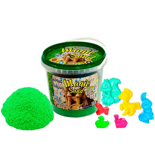Кінетичний пісок Magic sand зеленого кольору у відрі 1 кг 372-5 Кінетичний пісок Magic sand зеленого кольору у відрі 1 кг 372-5