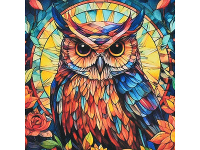 Алмазна картина Strateg Вітражна мудрість 30х30 см DEEX16281