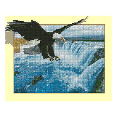 Алмазна картина «Орел і водоспад», 40х50 см FT30073